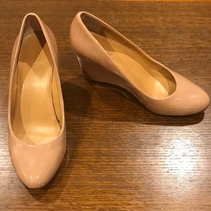 J. Crew Nude Blush Patent Leather Wedges